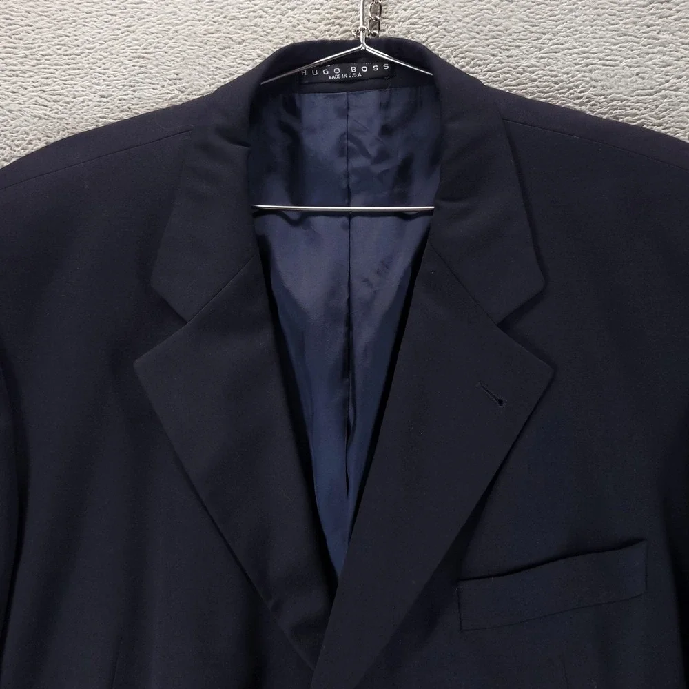 Hugo Boss Suit Jacket Mens 46R Blue Wool Einstein Omega Made USA Office Career